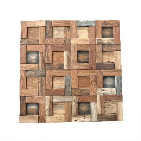 Ekena Millwork Freeport Boat Wood Mosaic Wall Tile, Natural Finish, 11 7/8"W x 11 7/8"H x 3/4"P WPW12X12FRMENA